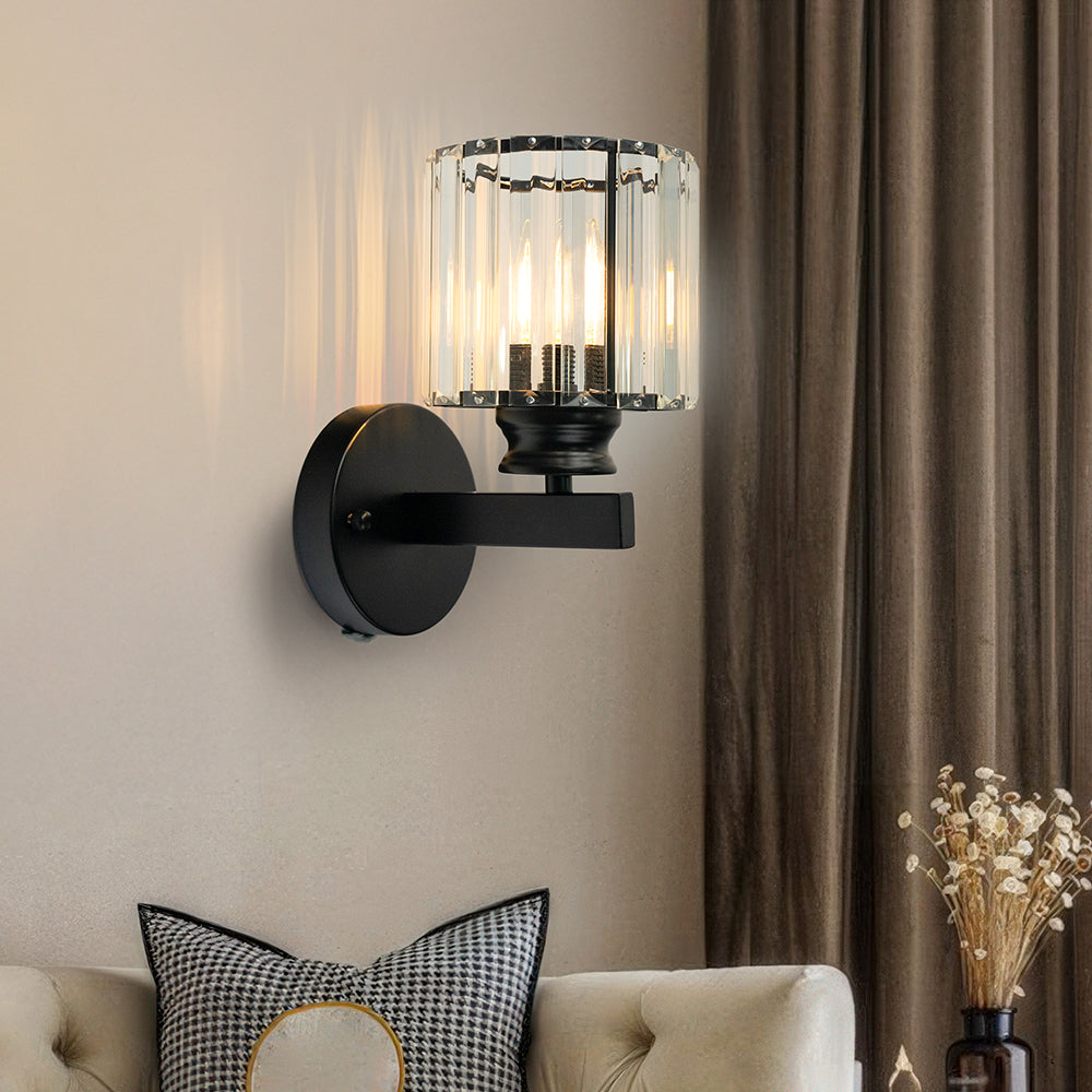 Crystal Glass & Iron Wall Sconce