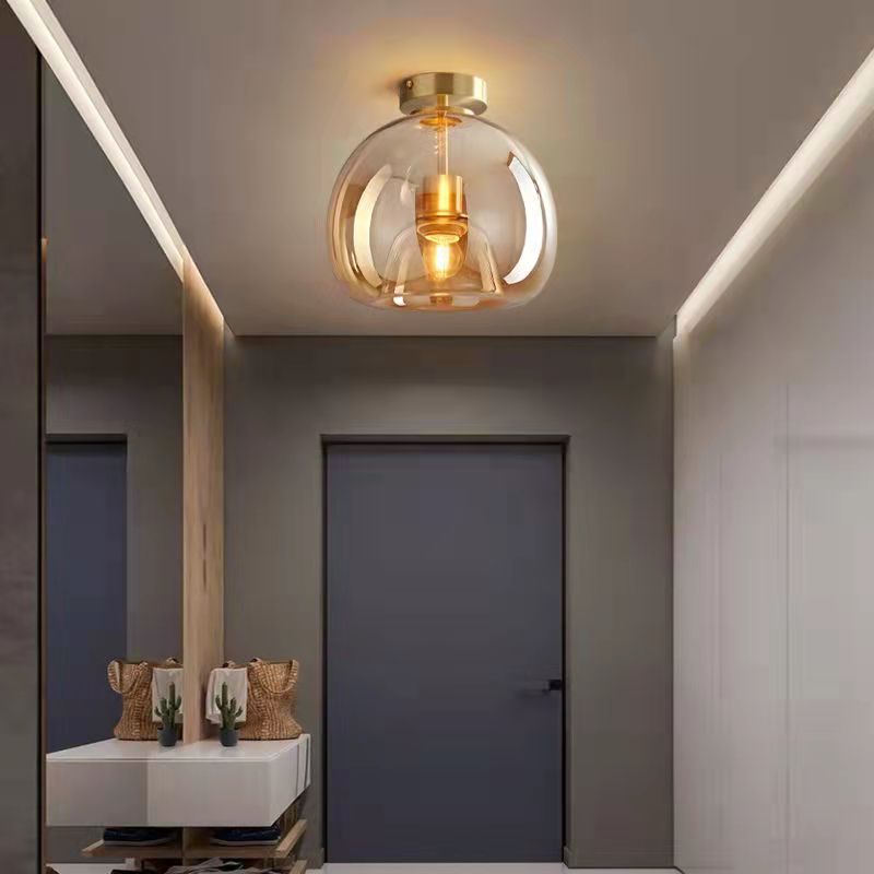 Glass Ball Semi Flush Ceiling Light