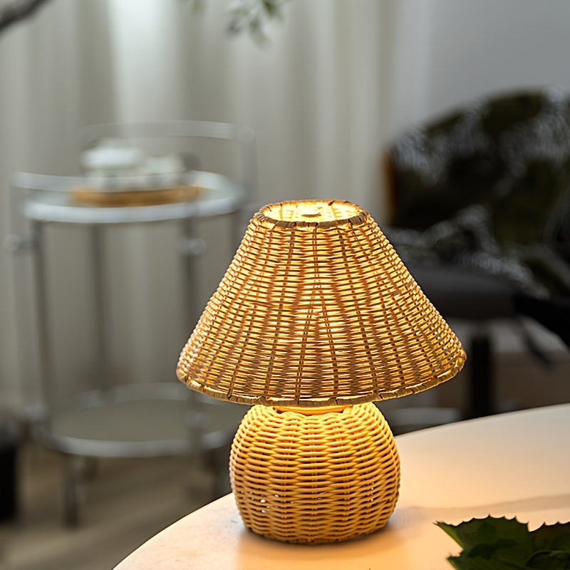 Bamboo Woven USB Desk Lamp