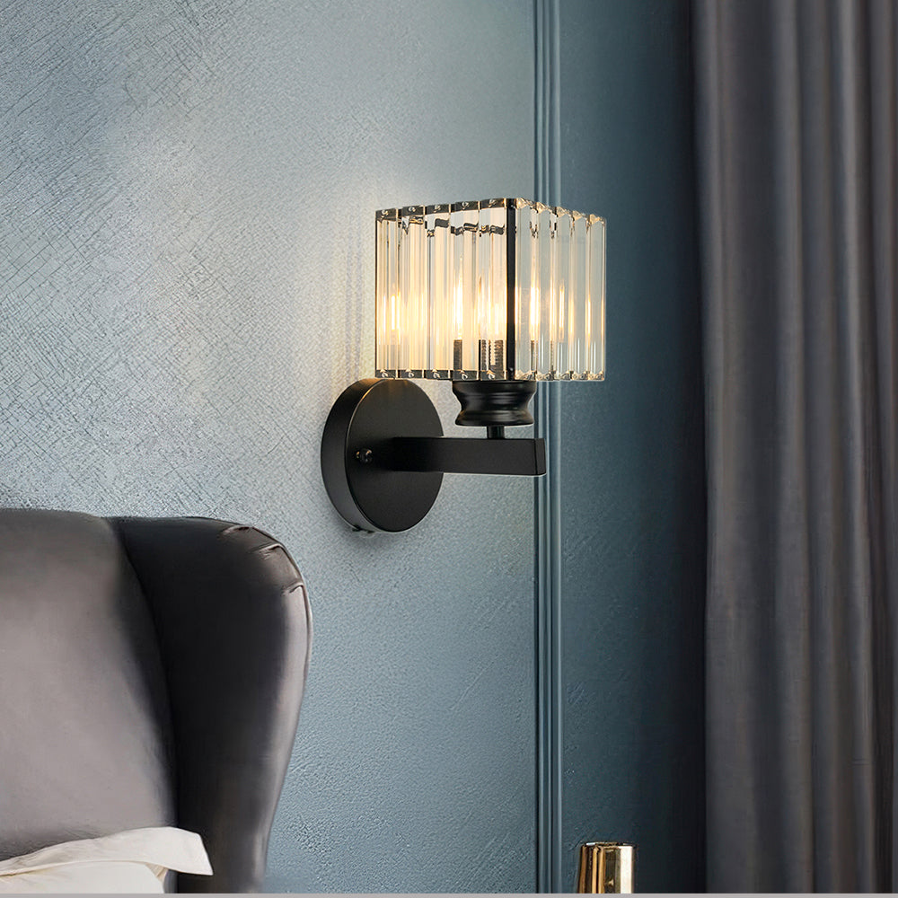 Crystal Glass & Iron Wall Sconce