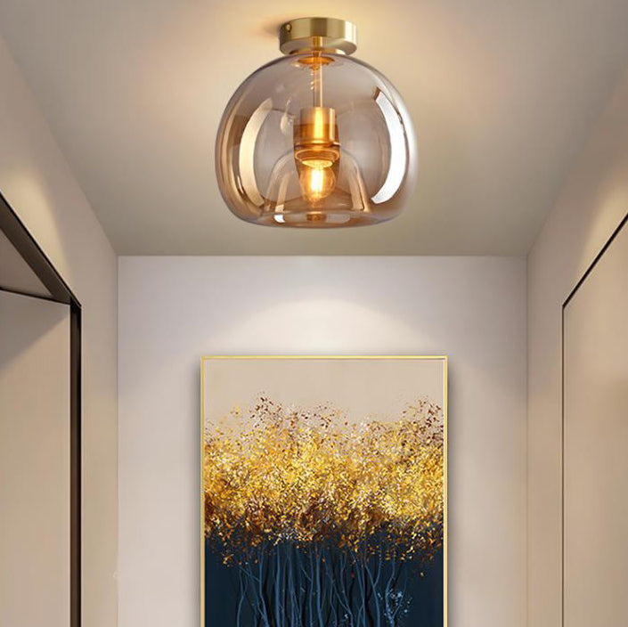 Glass Ball Semi Flush Ceiling Light