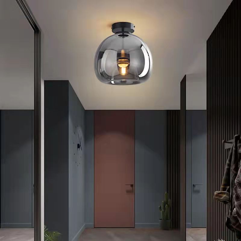 Glass Ball Semi Flush Ceiling Light