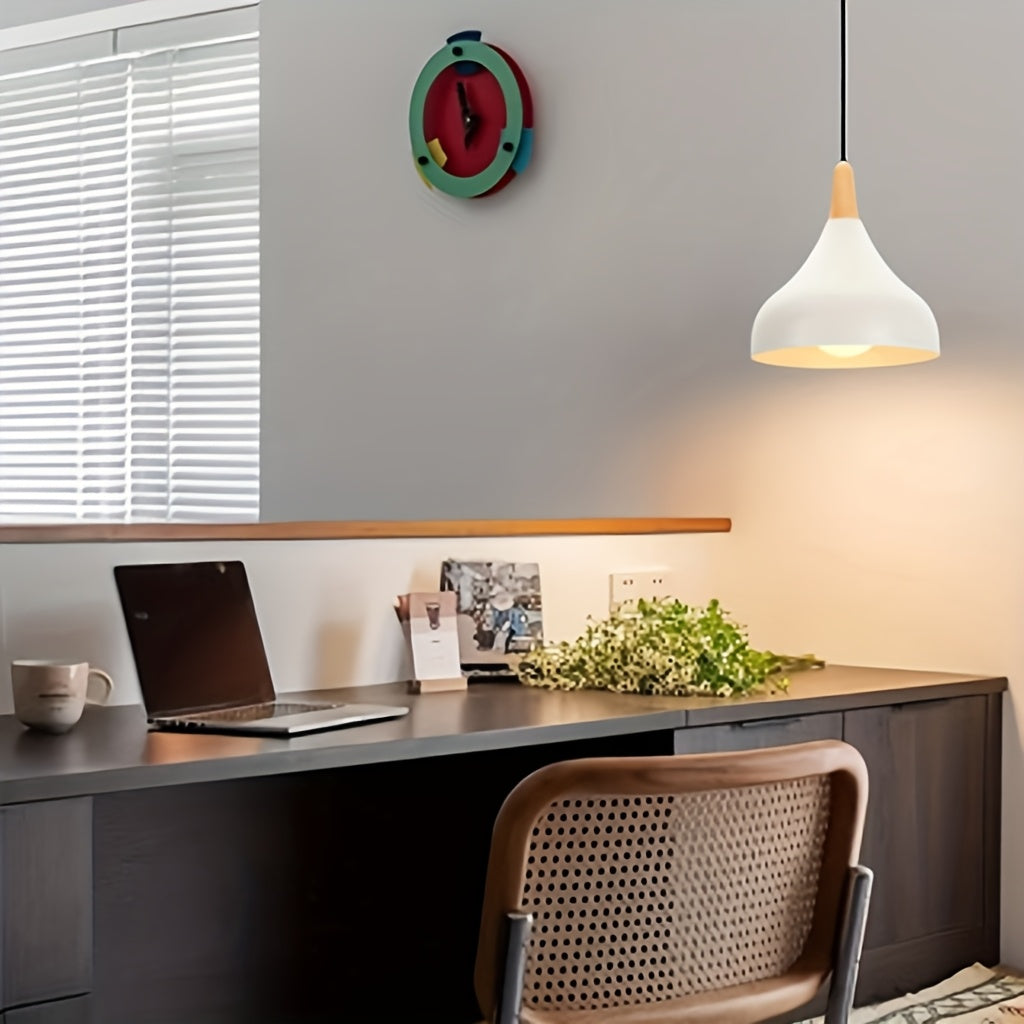 Teardrop Metal & Wood Pendant Light