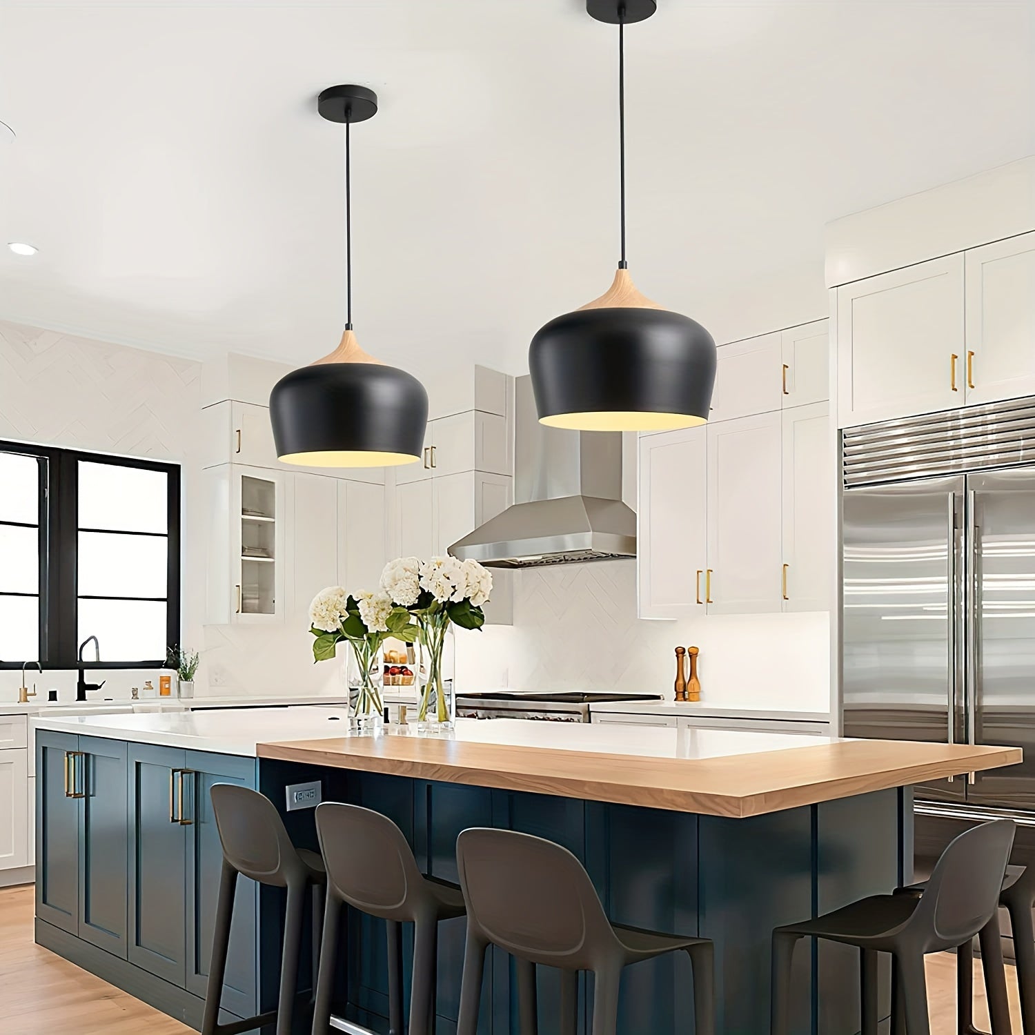 Iron & Wood Grain Pendant Light