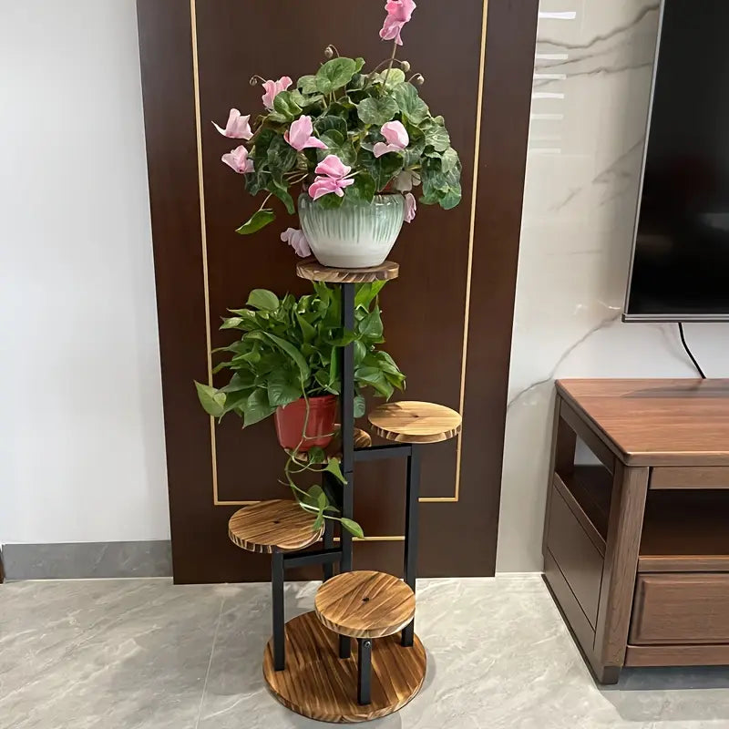 Verdura 6-Tier Round Wooden Plant Stand