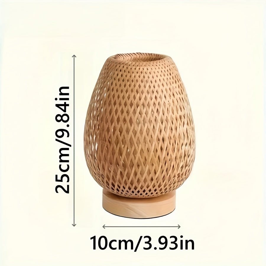 Woven Bamboo Bedside Table Lamp