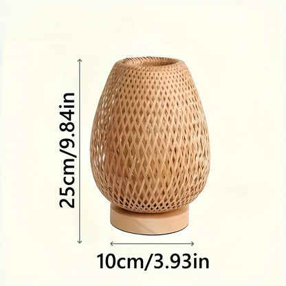 Woven Bamboo Bedside Table Lamp