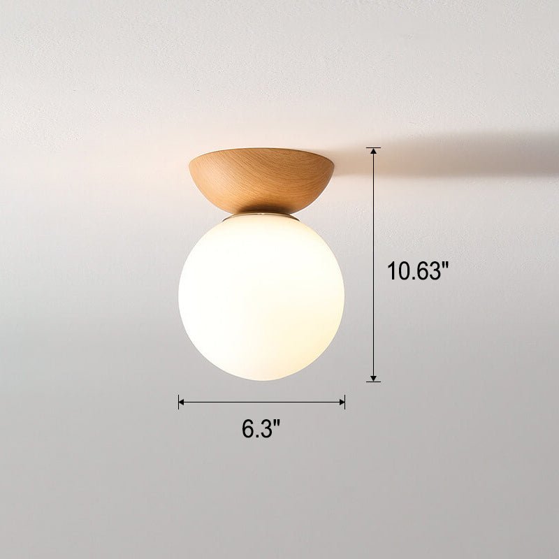 Japanese Wood & Glass Ceiling Light