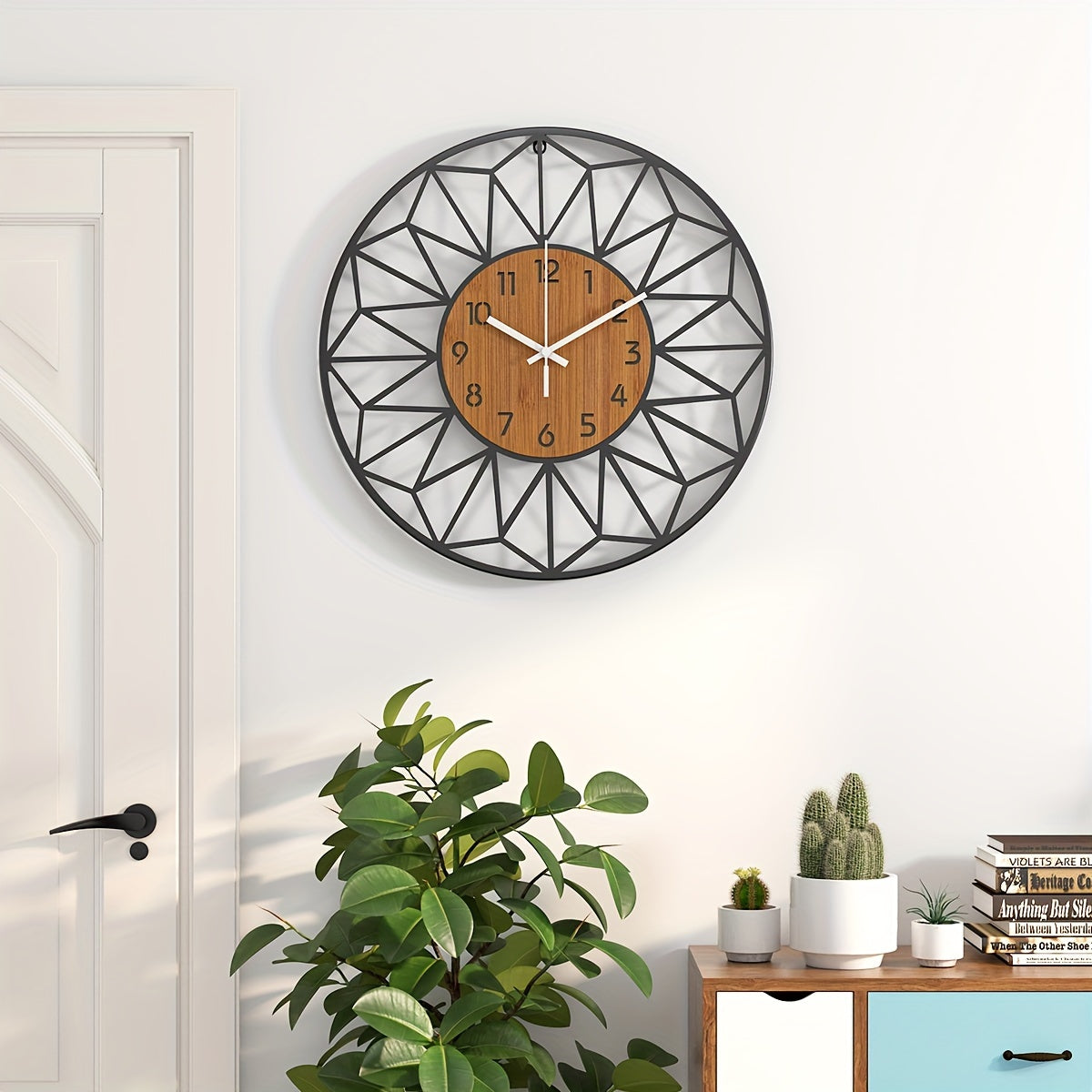 Wood Grain Metal Wall Clock