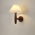 Pleated Shade Wooden Wall Sconce