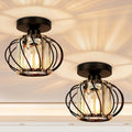 Industrial Cage Semi Flush Ceiling Light