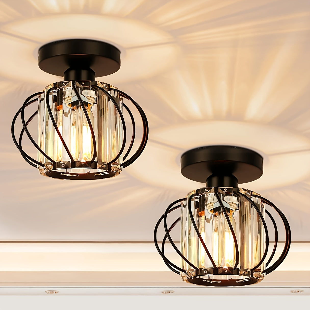 Industrial Cage Semi Flush Ceiling Light