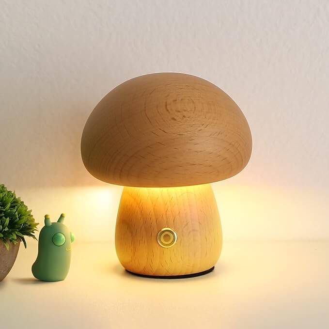 Portobello Wooden Mushroom Night Light
