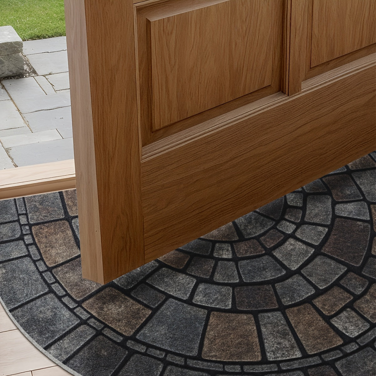 Half Circle Mosaic Pattern Door Mat