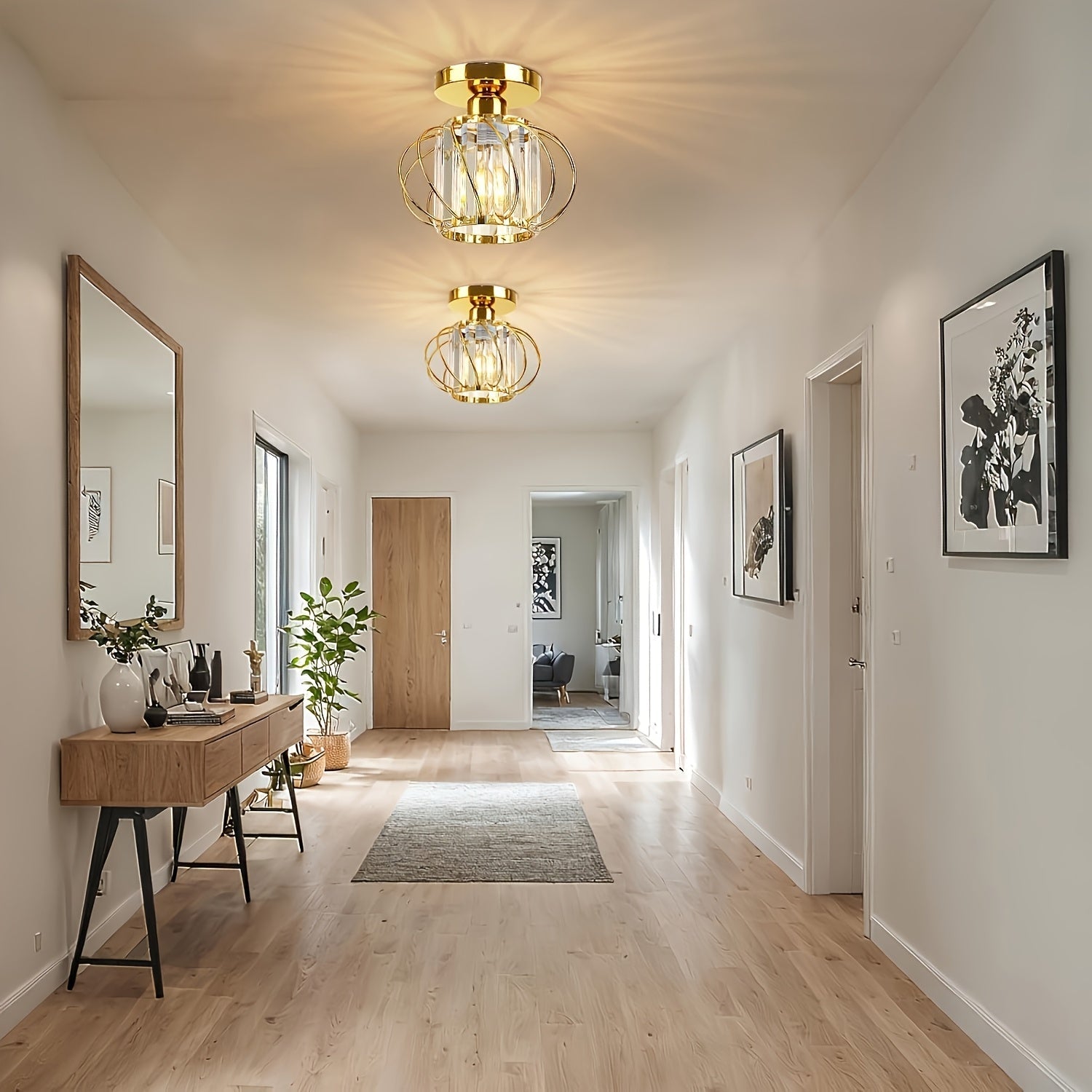 Industrial Cage Semi Flush Ceiling Light