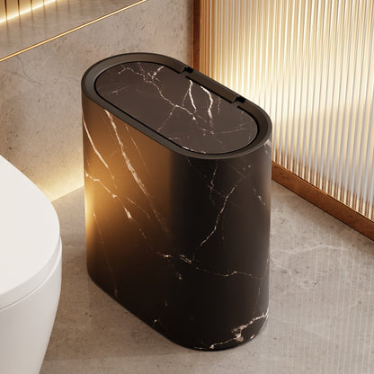 Marble Pattern Lidded Bathroom Bin