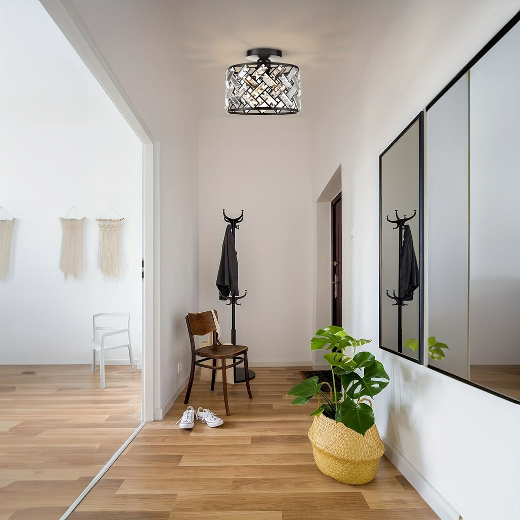Crystal Semi Flush Ceiling Light