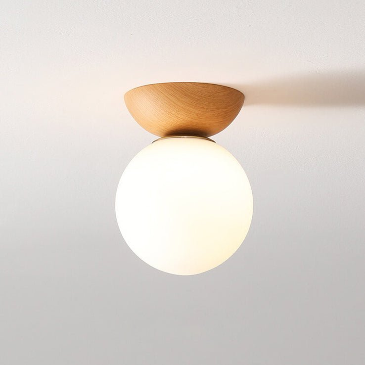 Japanese Wood & Glass Ceiling Light
