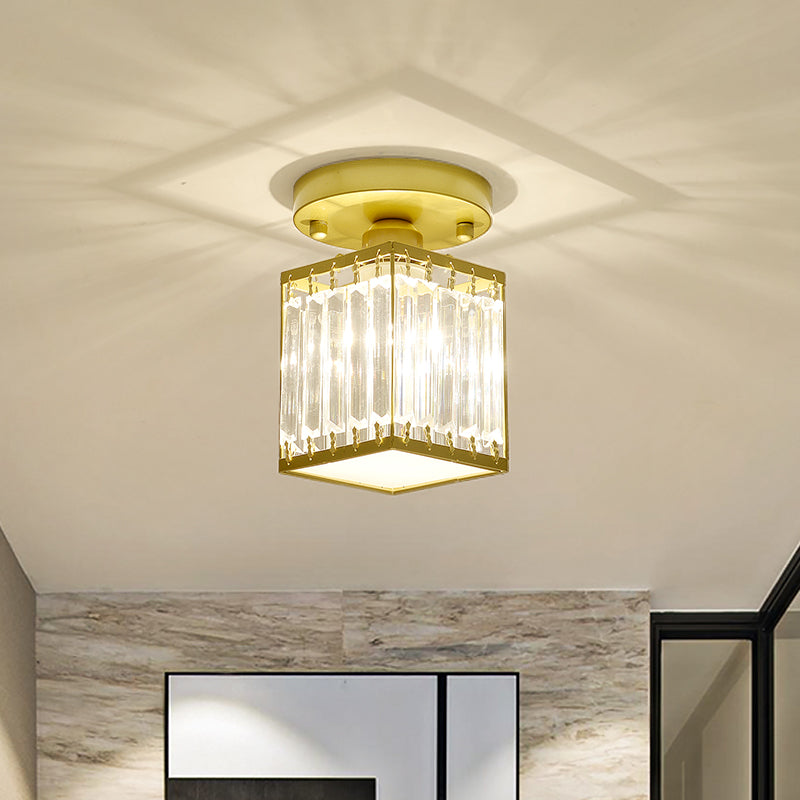 Crystal Foyer Semi Flush Ceiling Light