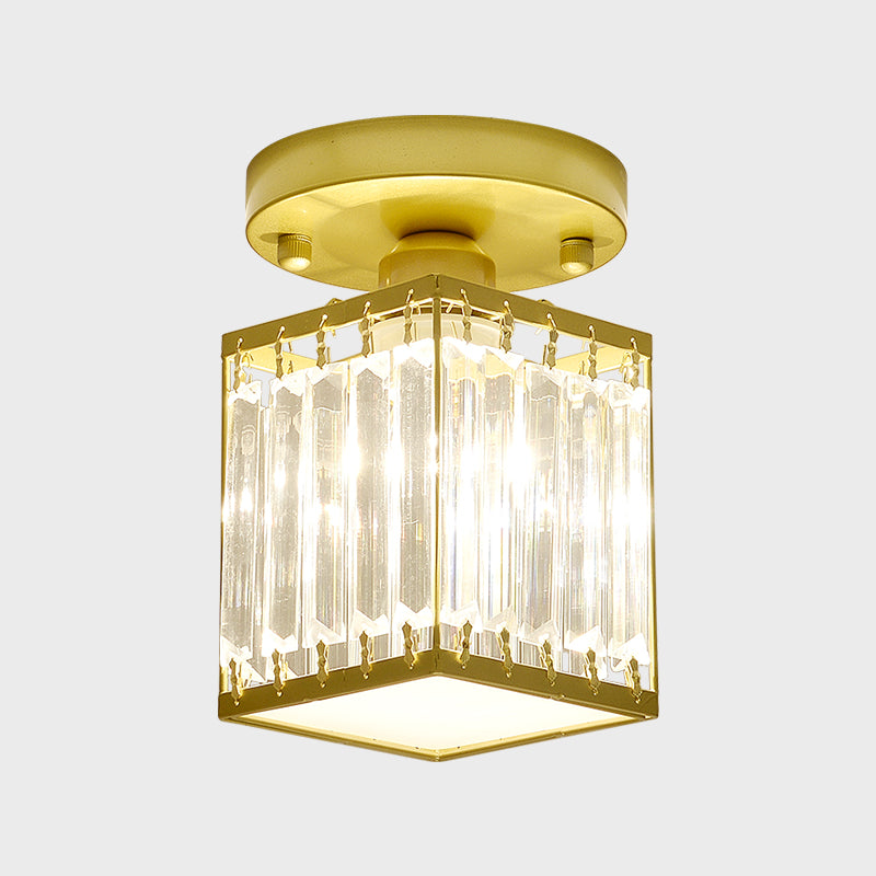 Crystal Foyer Semi Flush Ceiling Light