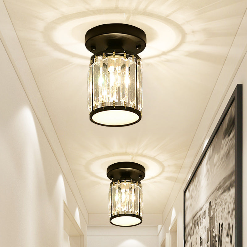 Crystal Foyer Semi Flush Ceiling Light
