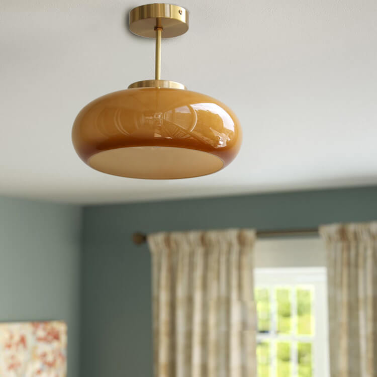 Vintage Brass Glass Ceiling Light