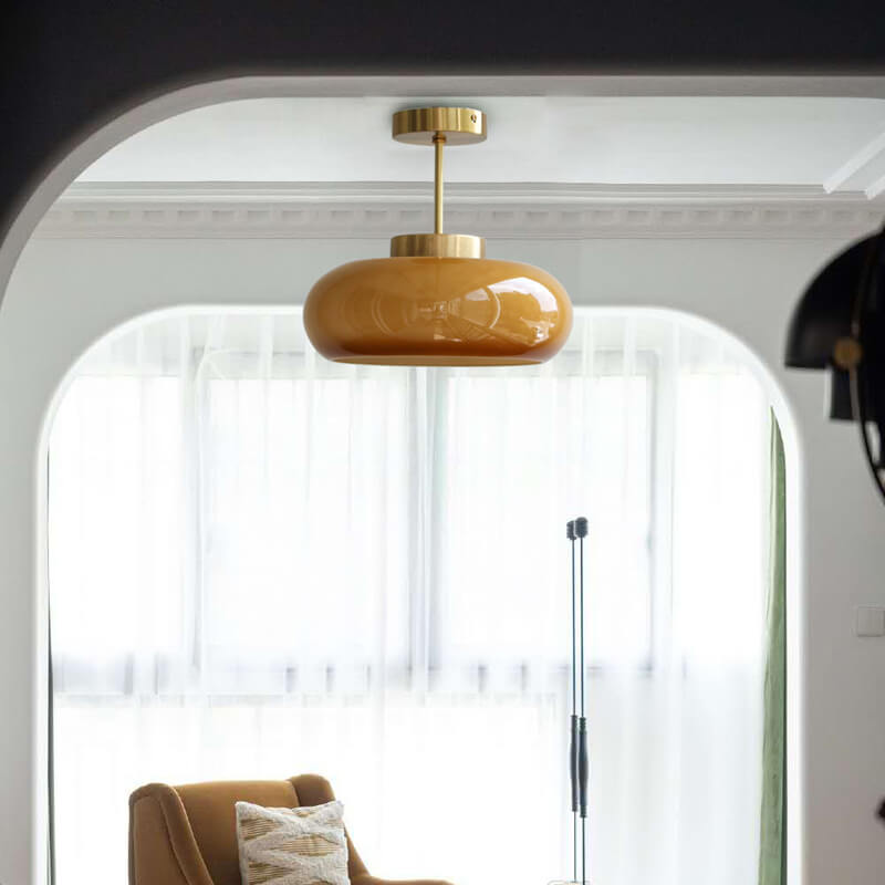 Vintage Brass Glass Ceiling Light
