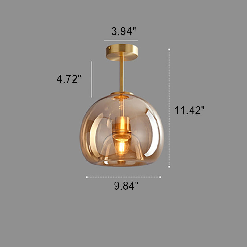 Glass Ball Semi Flush Ceiling Light