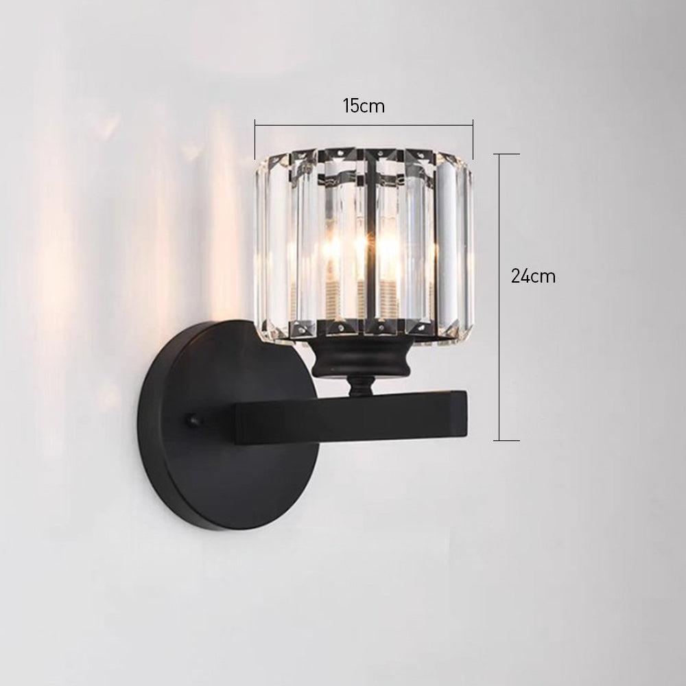 Crystal Glass & Iron Wall Sconce