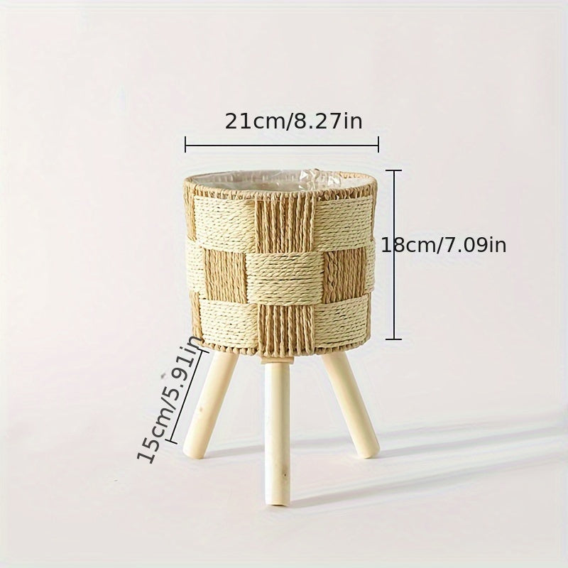 Bohemian Rattan Woven Plant Stand