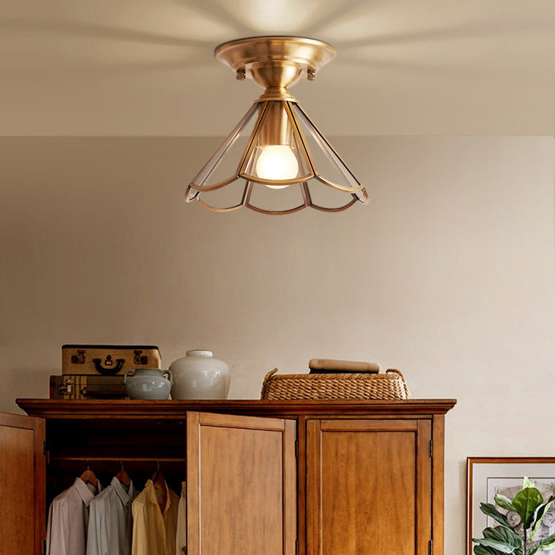 Scalloped Brass Semi-Flush Ceiling Light