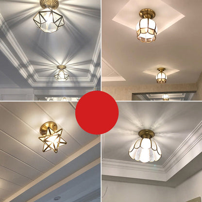 Scalloped Brass Semi-Flush Ceiling Light