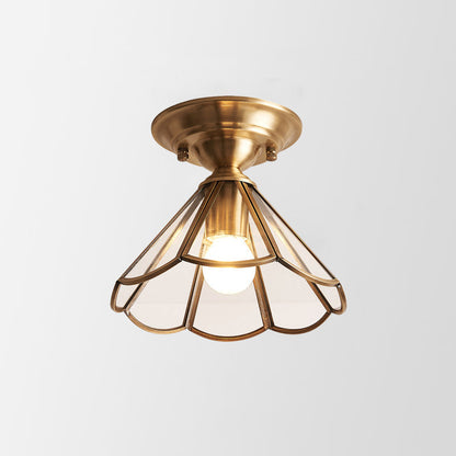 Scalloped Brass Semi-Flush Ceiling Light
