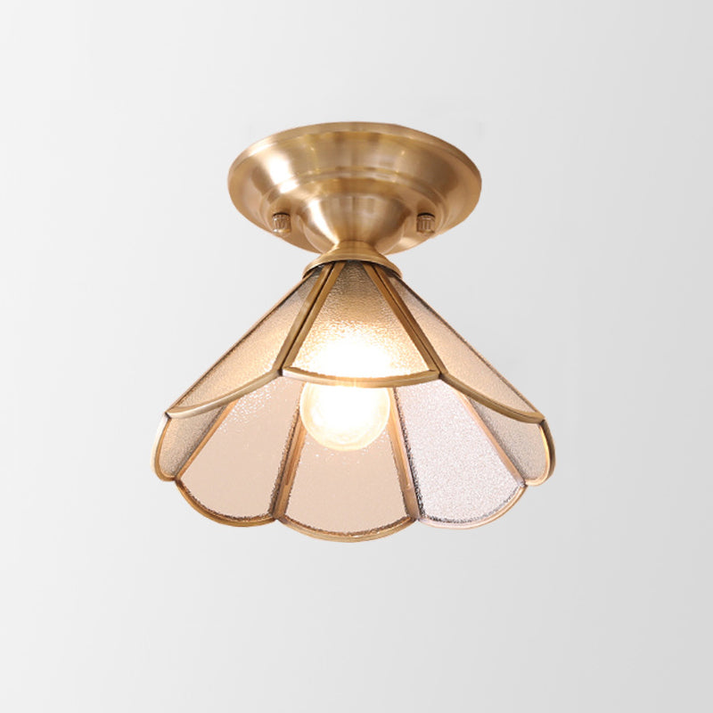 Scalloped Brass Semi-Flush Ceiling Light