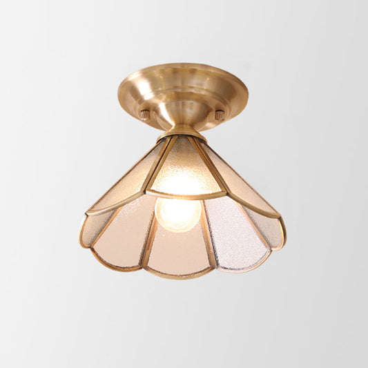 Scalloped Brass Semi-Flush Ceiling Light