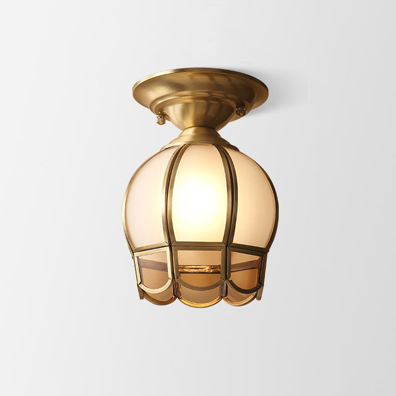 Scalloped Brass Semi-Flush Ceiling Light