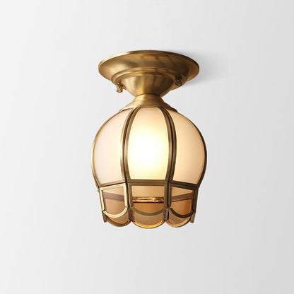 Scalloped Brass Semi-Flush Ceiling Light