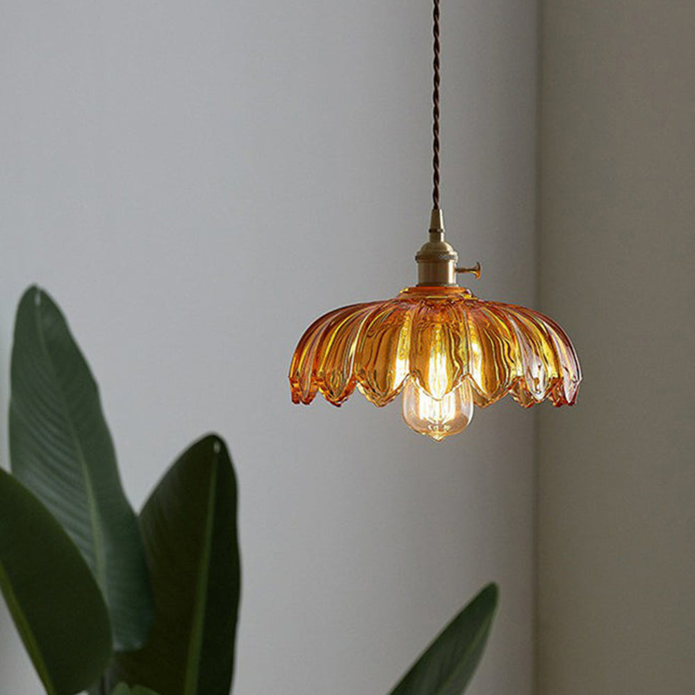 Vintage Flower Glass Pendant