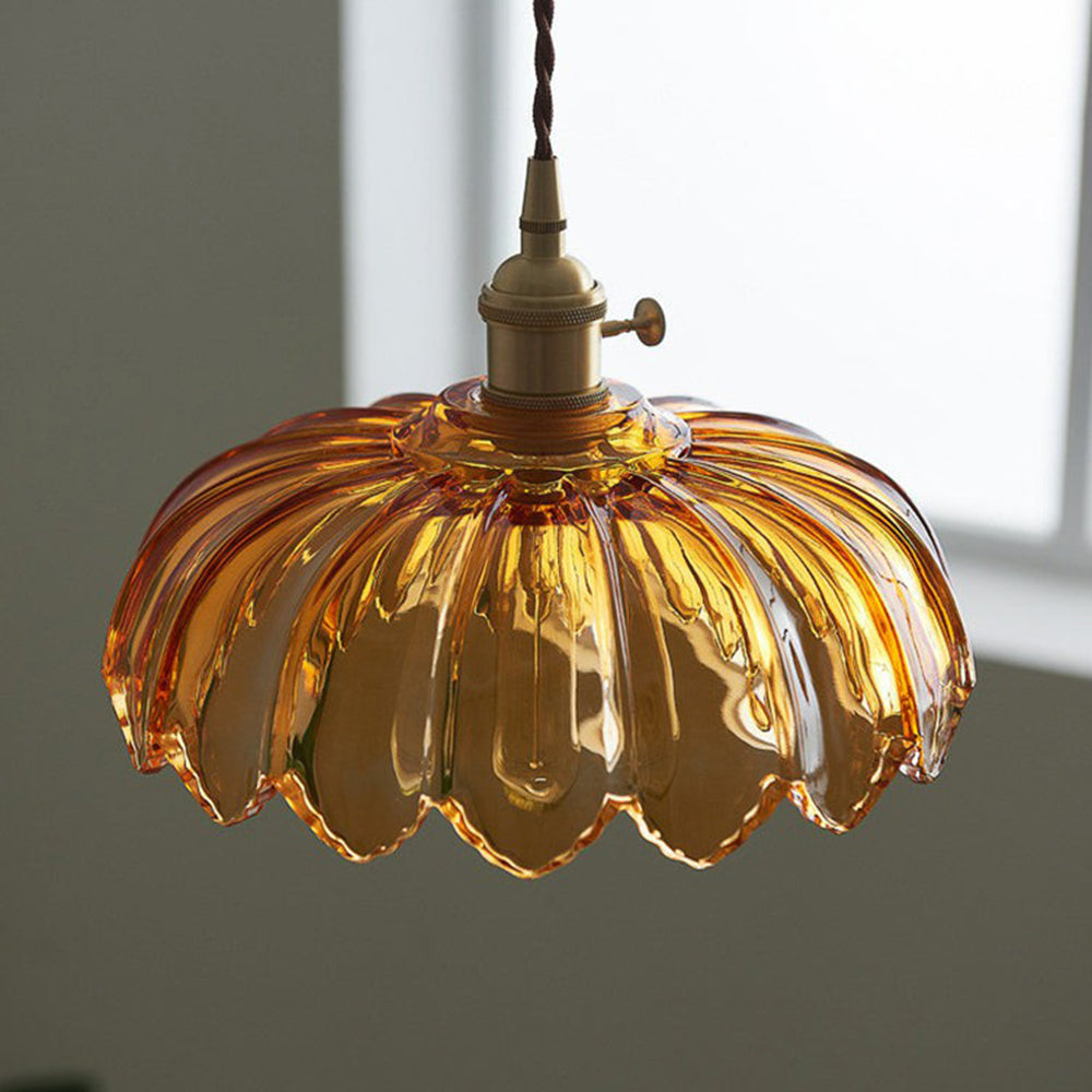 Vintage Flower Glass Pendant