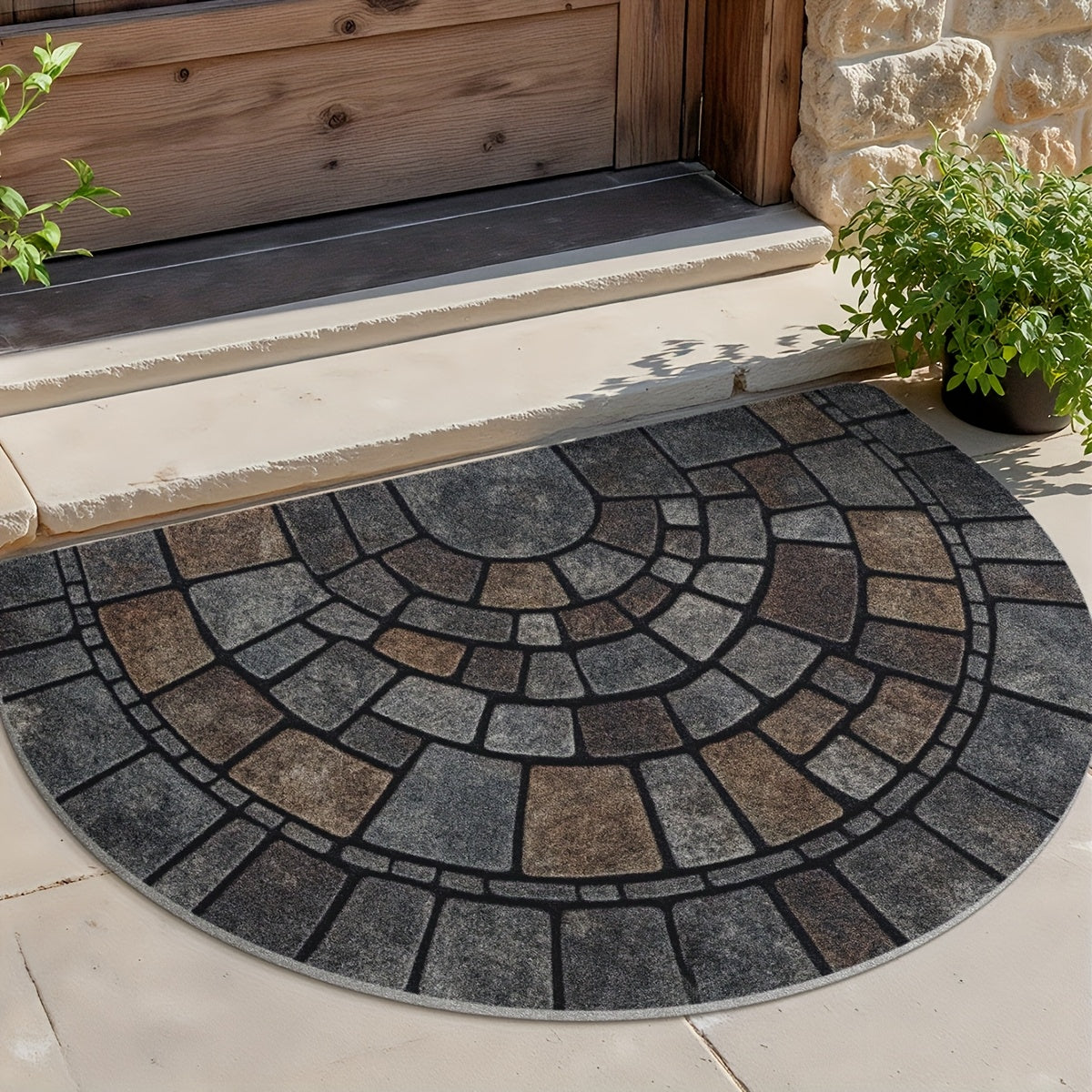 Half Circle Mosaic Pattern Door Mat