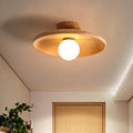 Wooden Semi-Flush Ceiling Light