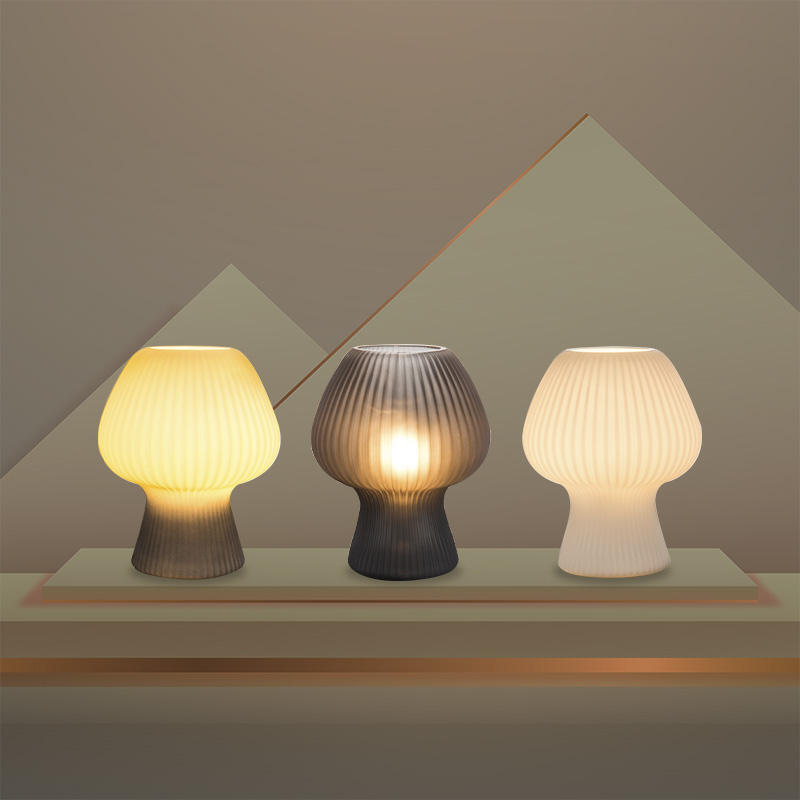 Ribbed Glass Mushroom Bedside Lamp