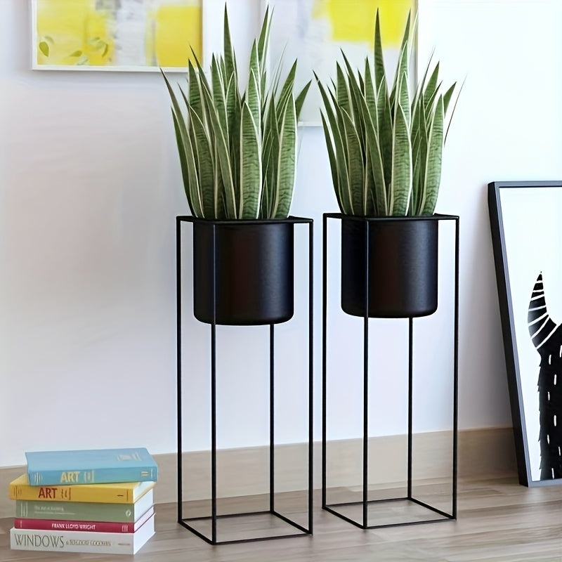 Black Metal Rectangular Plant Stand