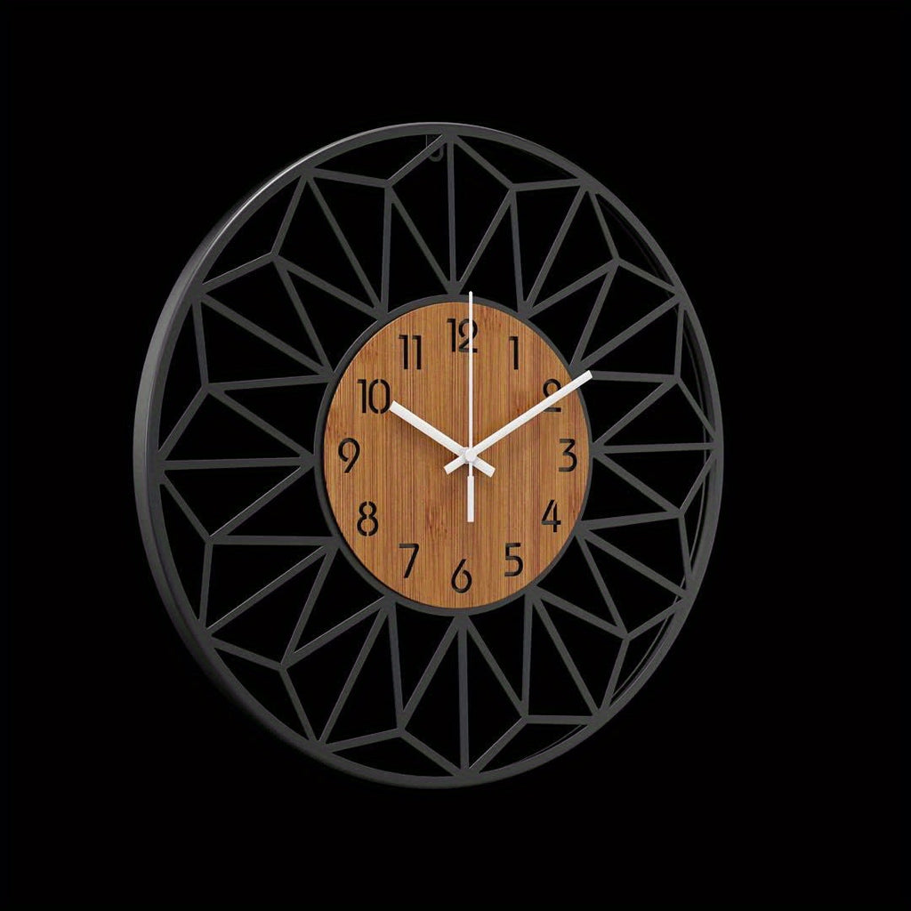Wood Grain Metal Wall Clock