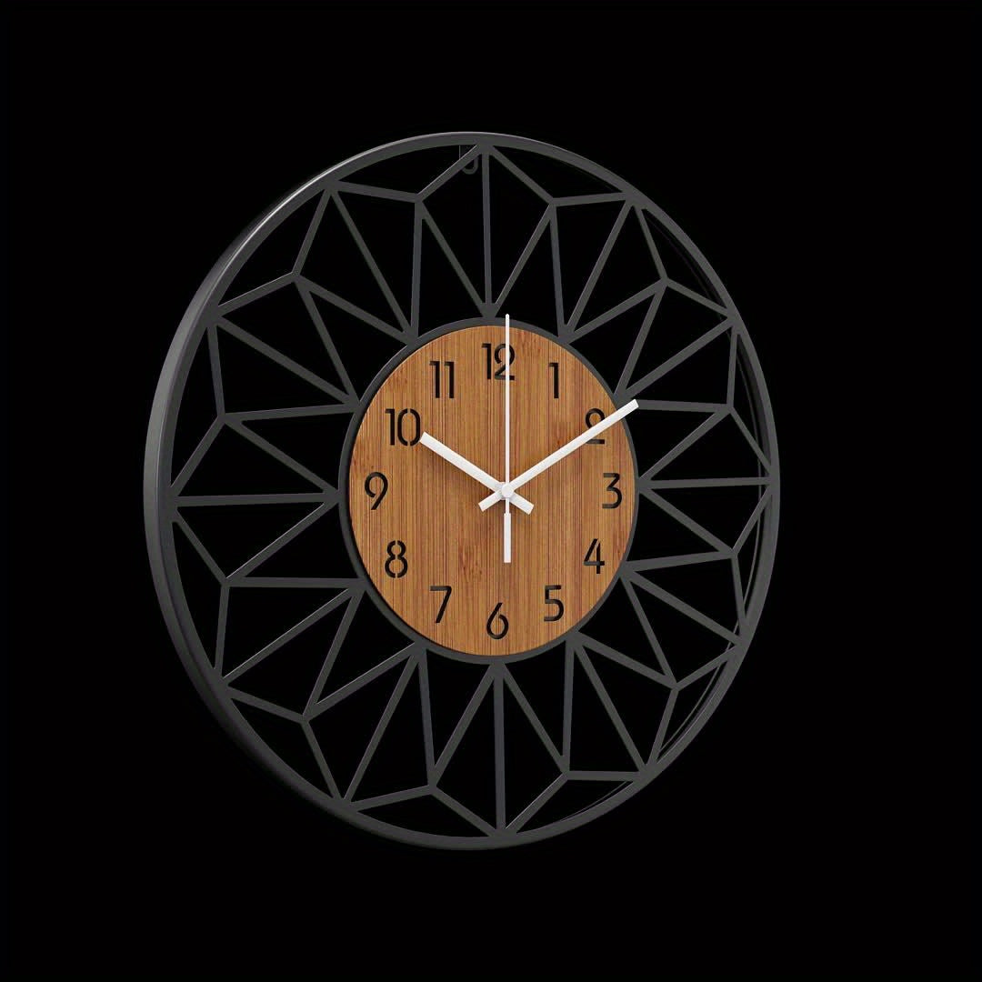 Wood Grain Metal Wall Clock