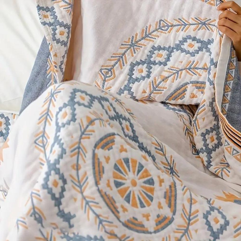 Serene Mandala | Cotton Throw Blanket - Image 2
