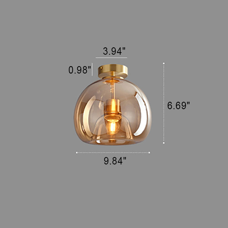 Glass Ball Semi Flush Ceiling Light