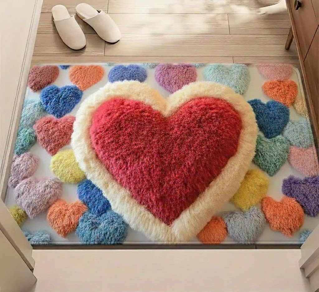 Heart Pattern Non Slip Entry Door Mat
