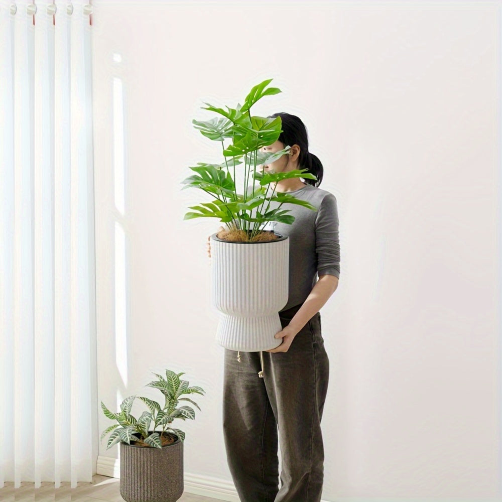 White Self Watering Wine Glass Planter