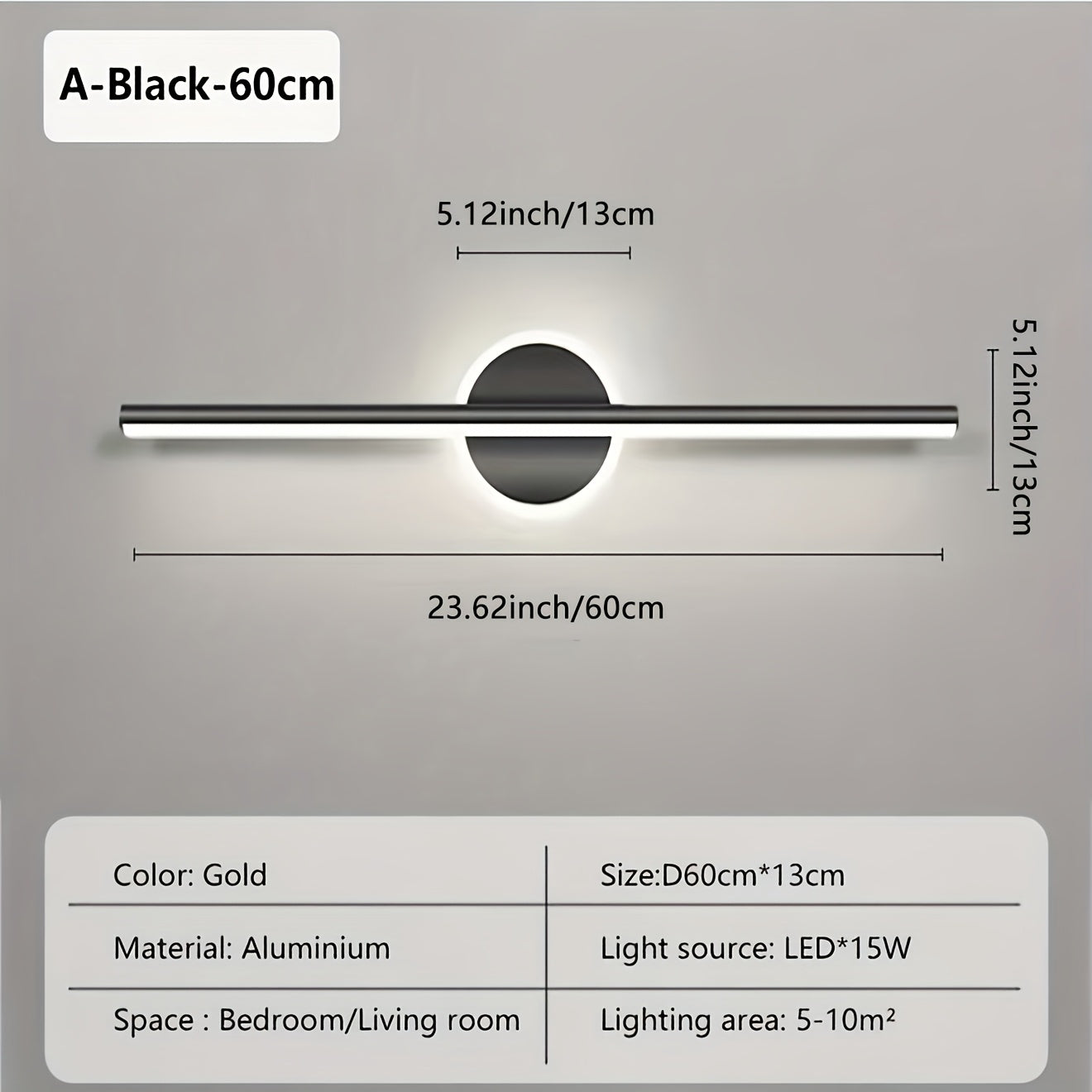 Luxe Black & Gold Mirror Wall Light